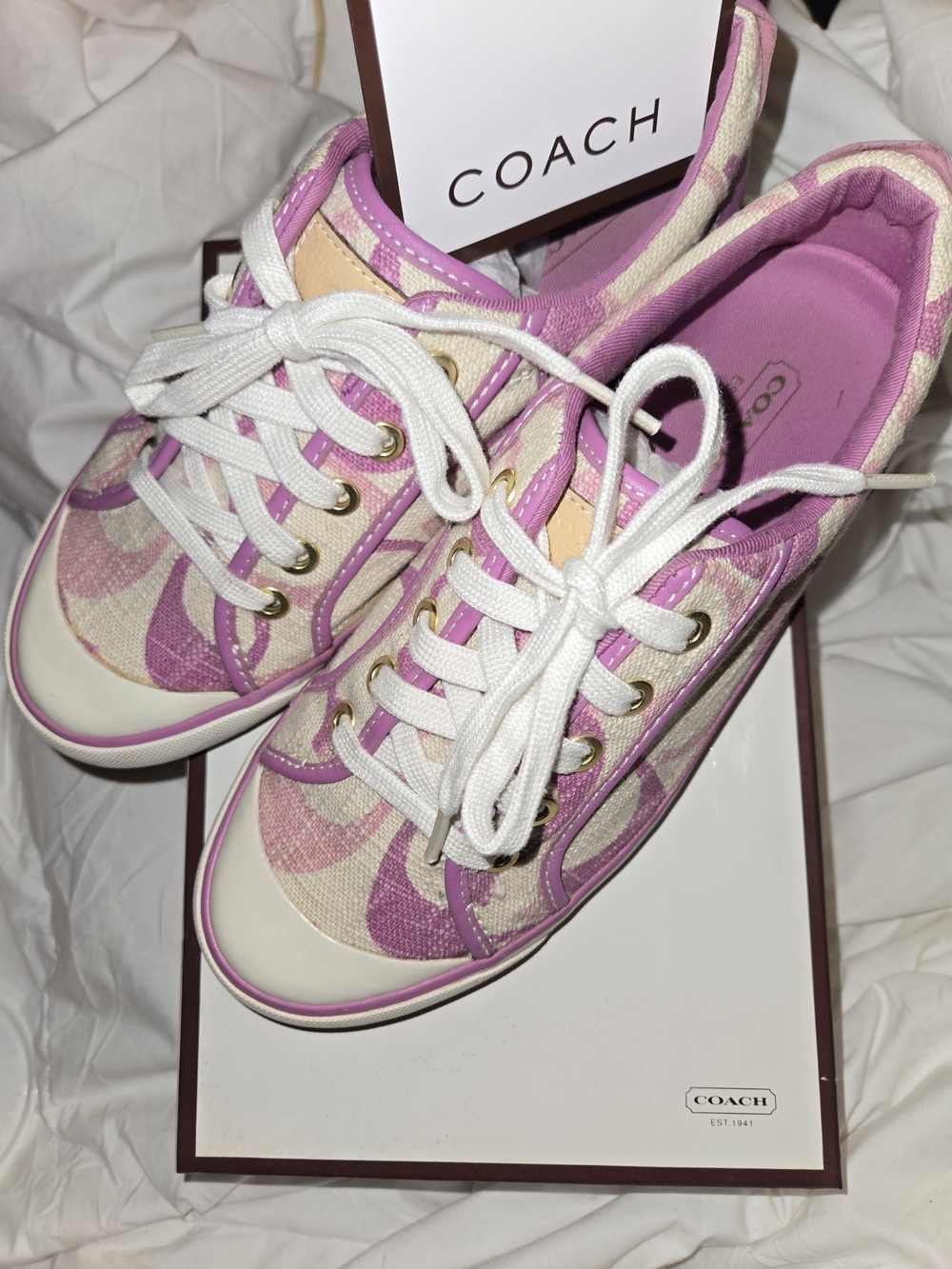 Vintage Coach Barrett Purple and Pink Signature Sneaks featuring the iconic "C"